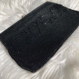 Vintage 60s Richere Bag by Walborg Black Hand Made Beaded Evening Purse Japan